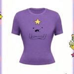 Mor Adventure Time Yumrular Prensesi Face Y2K Kısa Kollu Crop