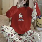 Kırmızı Hello Kitty Süpersoft Kadın Pijama Takımı
