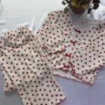 Kırmızı & Siyah Kalpli Pijama Takımı