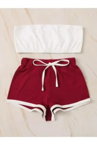 Baby Girl Bordo Şort Takımı - Görsel 3