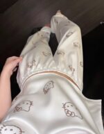Beyaz Hello Kitty Taş Detaylı Saten Homewear Pijama Takımı - Görsel 2