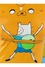 Sarı Adventure Time Finn and Jack Y2K Kısa Kollu T-Shirt Crop - Görsel 2