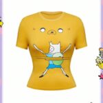 Sarı Adventure Time Finn and Jack Y2K Kısa Kollu T-Shirt Crop